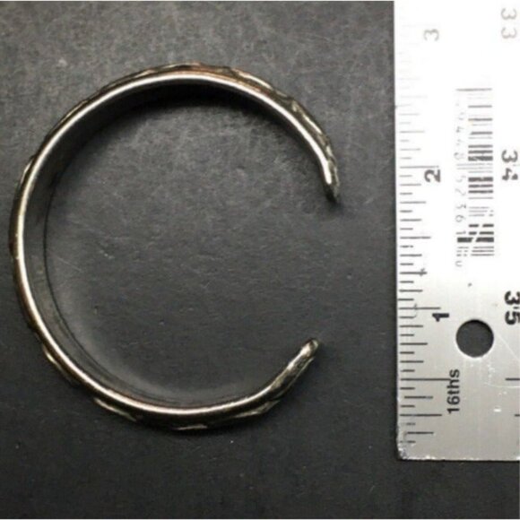 Cuff Bangle Bracelet As Is Silver Chain Link Design Retro BoHo Vintage Classic - Picture 5 of 5